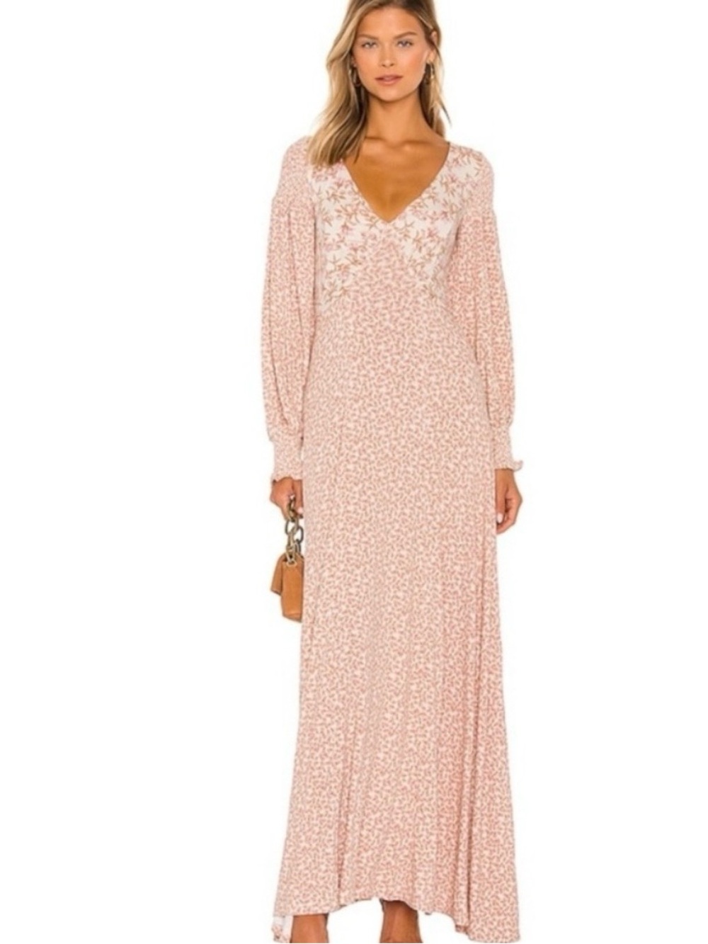 Free People Pink Love Story Maxi Dress Medium Romantic Dreamy - Picture 2 of 14